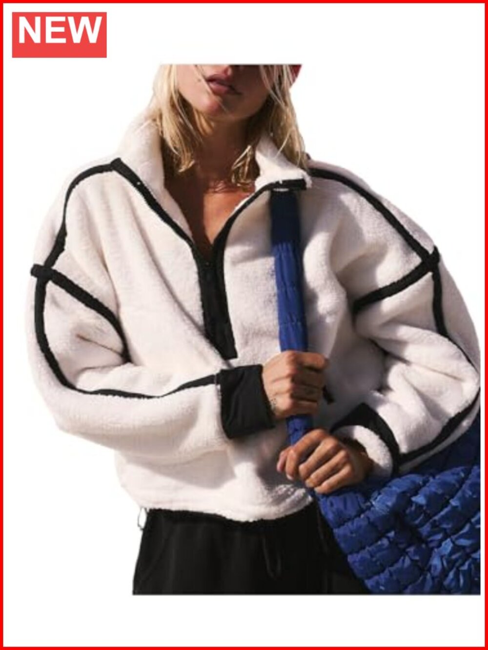 Fleece Half Zip Pullover Women Oversized Workout Crop Hoodie Pocket